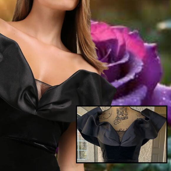 Lulus Black Velvet Off-The-Shoulder Coveted Luxury Maxi Dress Size M - Picture 2 of 10